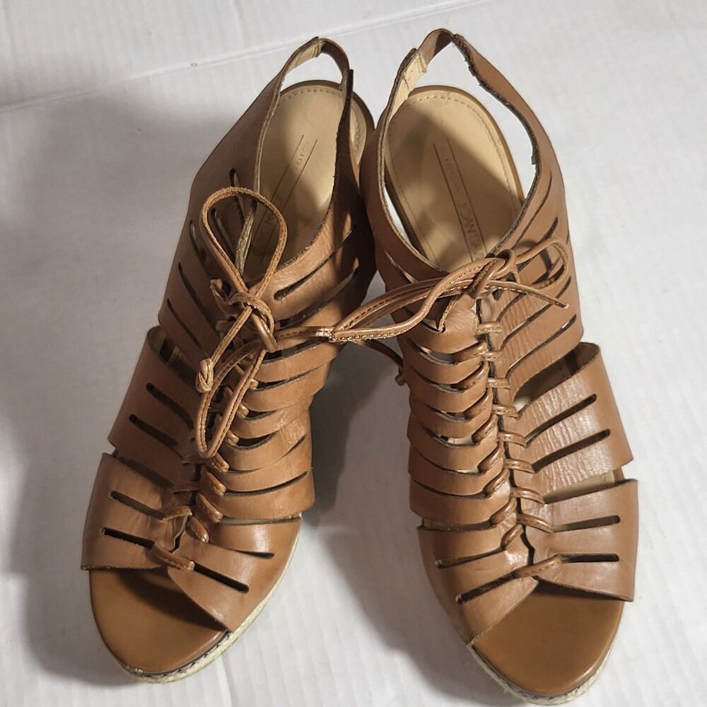 NWT Circa Joan & David Leather Cinettle 4" Wedge Sandals Size 11M
